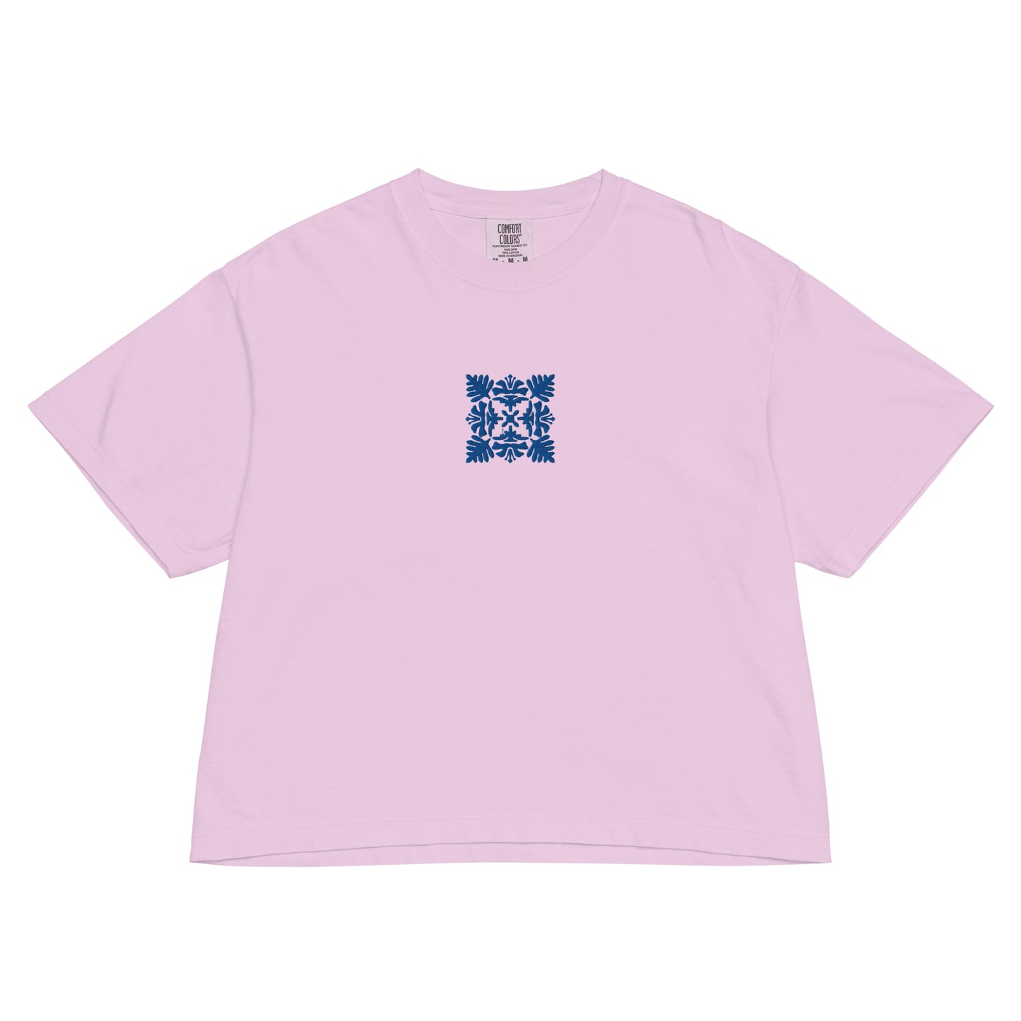 Embroidered Hawaiian Royal Blue Quilt Boxy Tee – Premium Cotton by Bits of Aloha-T-Shirt-Bits of Aloha