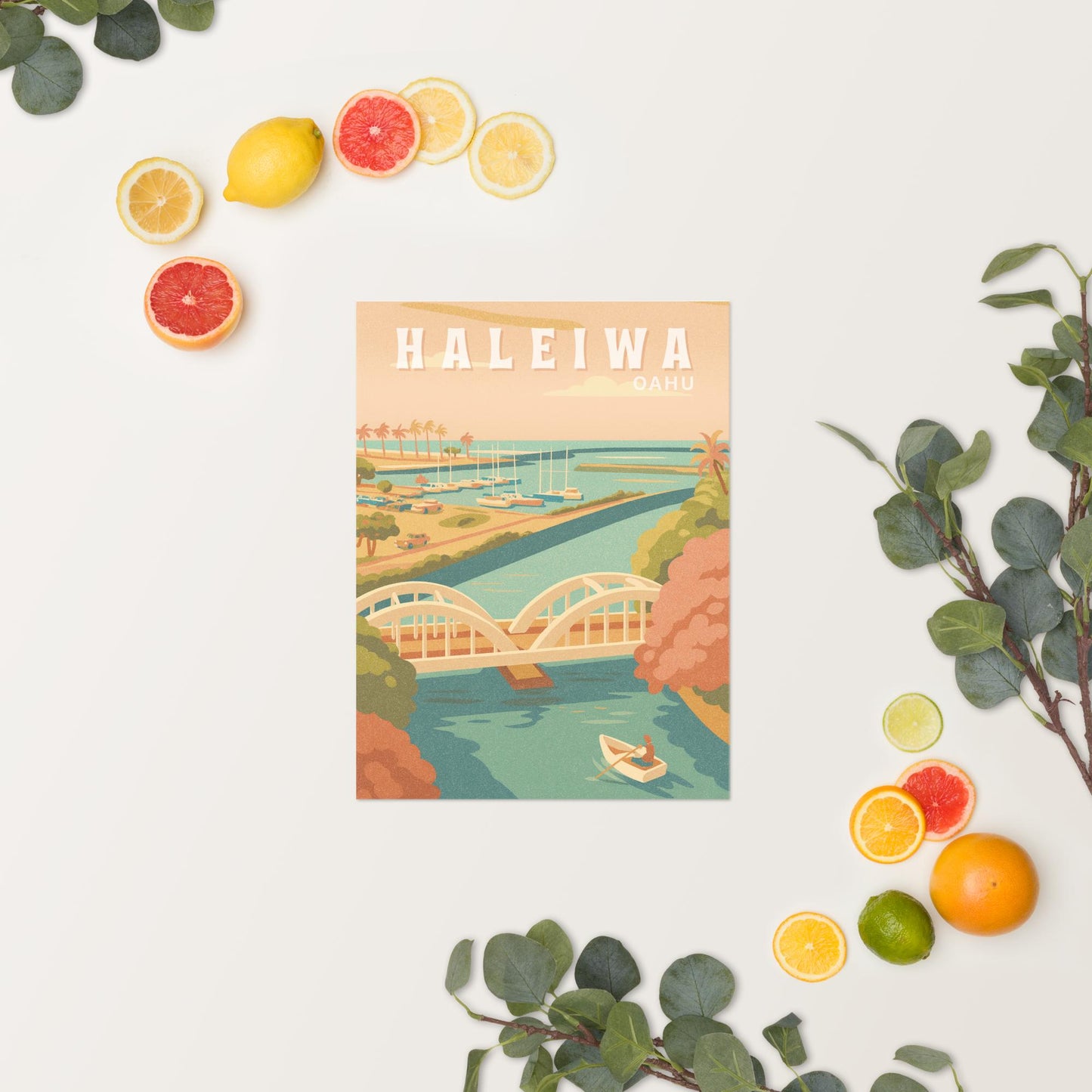 Haleiwa Town Retro Art Poster-Art-Bits of Aloha