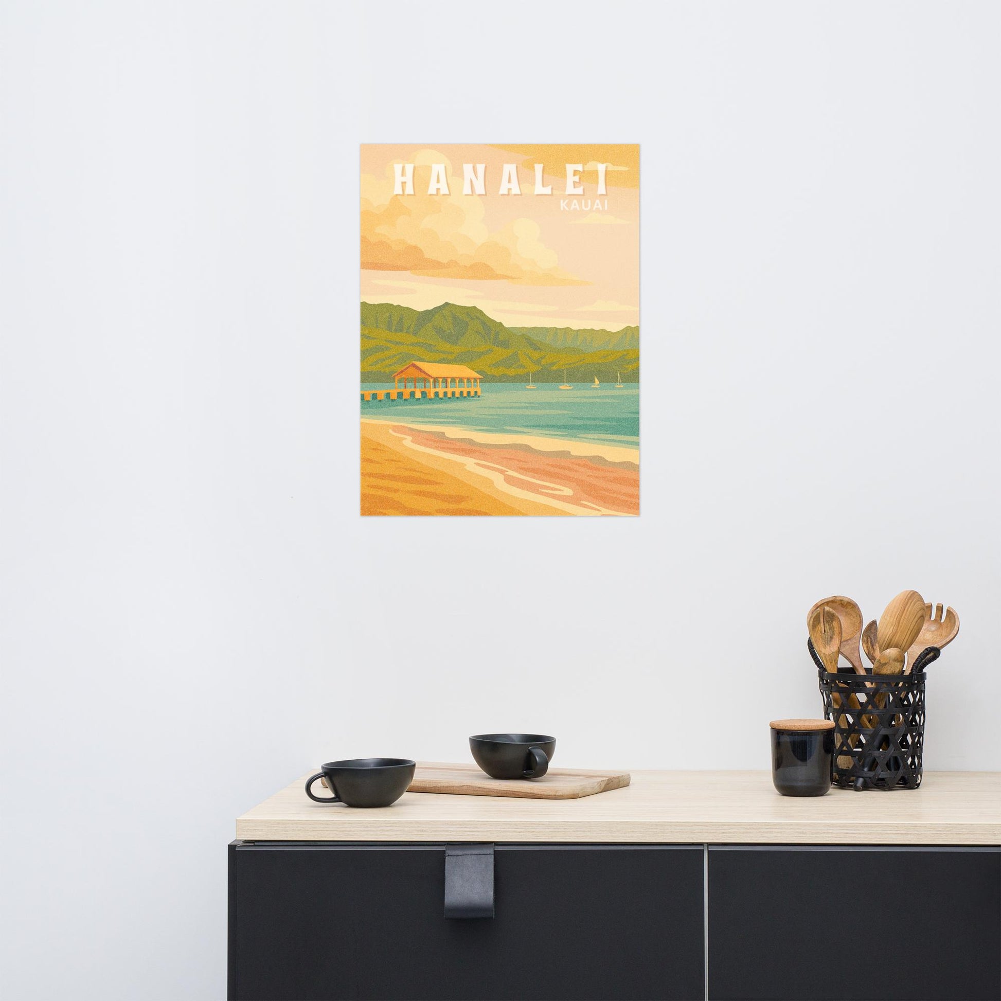 Hanalei Bay Retro Art Poster-Art-Bits of Aloha