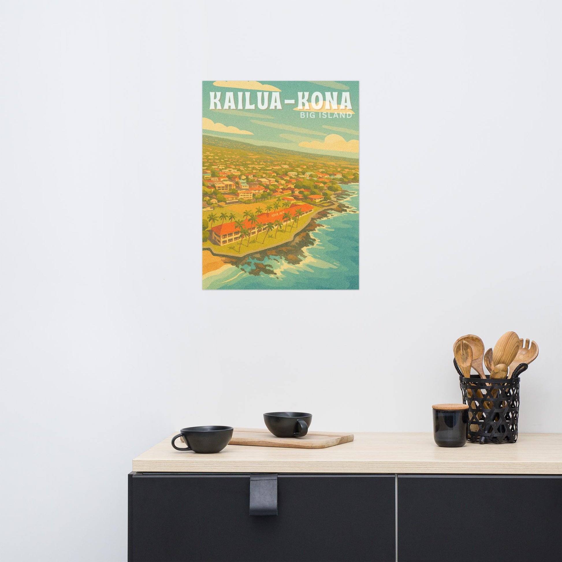 Kailua-Kona Town Retro Art Poster-Art-Bits of Aloha