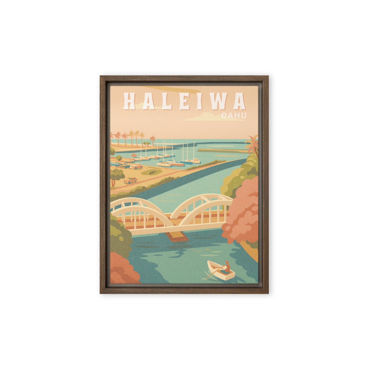 Haleiwa Town Retro Art Framed Canvas-Art-Bits of Aloha