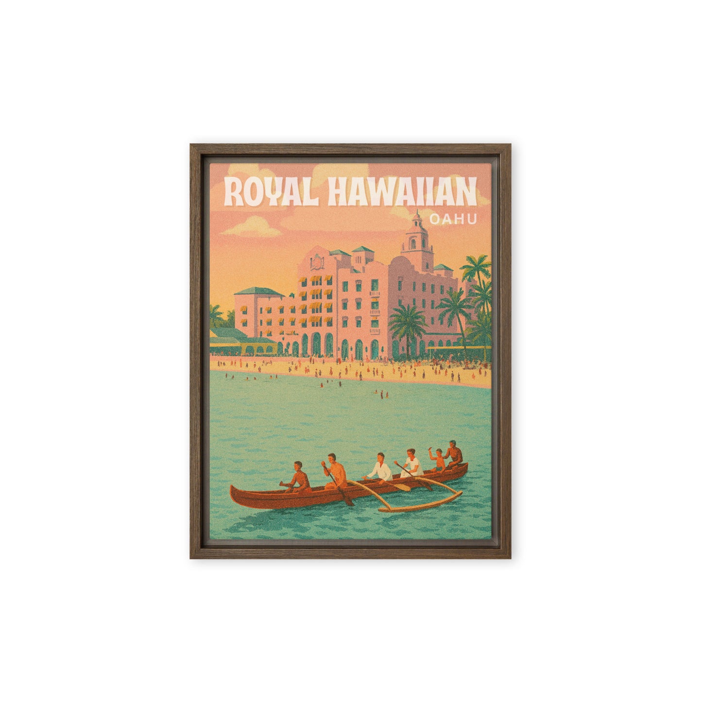Royal Hawaiian Waikiki Retro Art Framed Canvas-Art-Bits of Aloha
