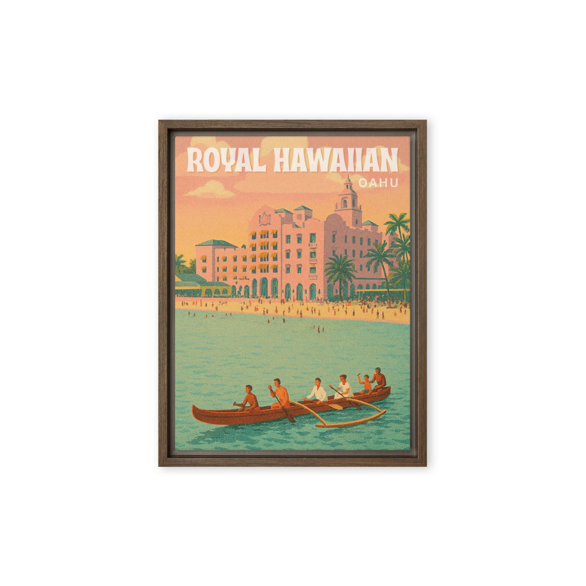 Royal Hawaiian Waikiki Retro Art Framed Canvas-Art-Bits of Aloha