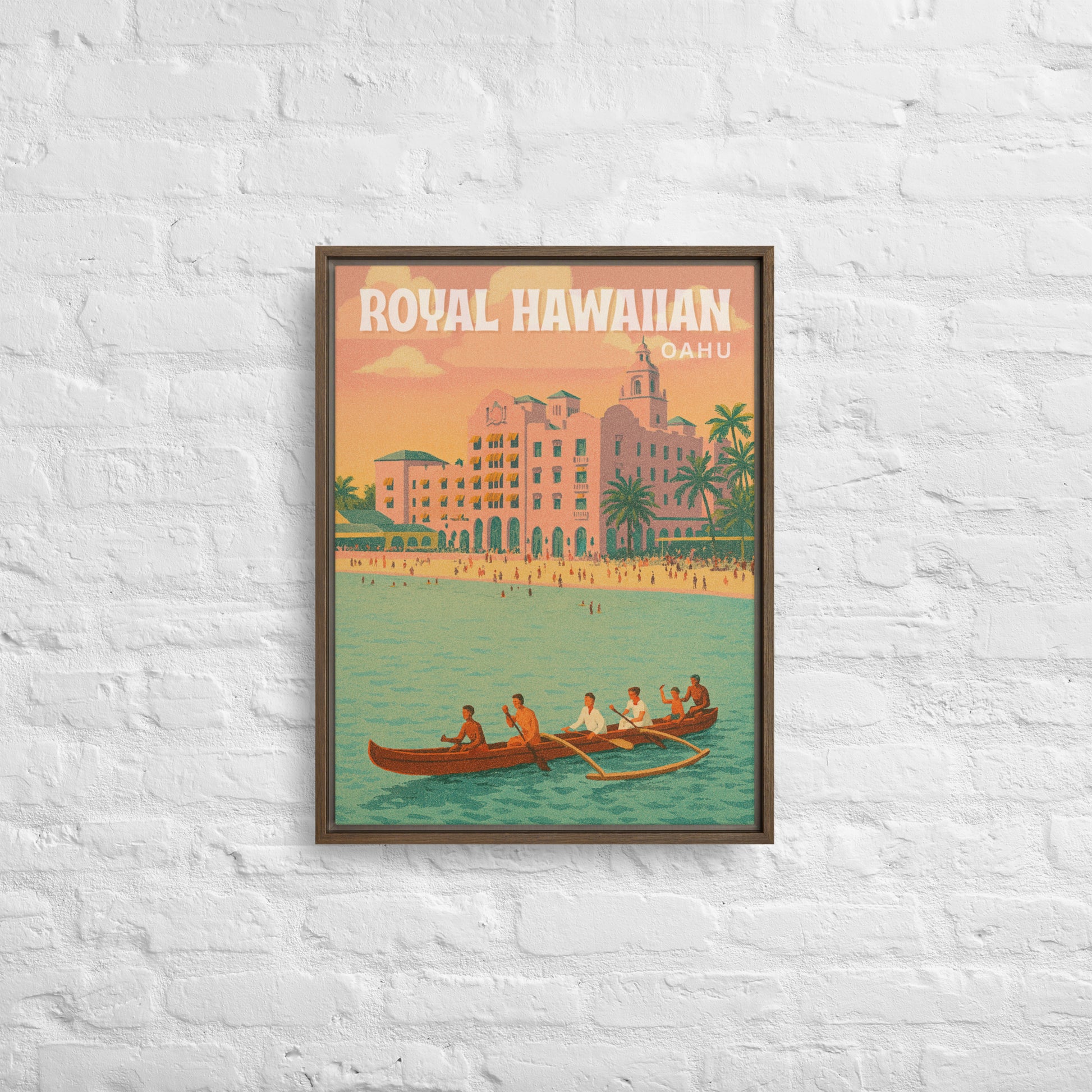 Royal Hawaiian Waikiki Retro Art Framed Canvas-Art-Bits of Aloha