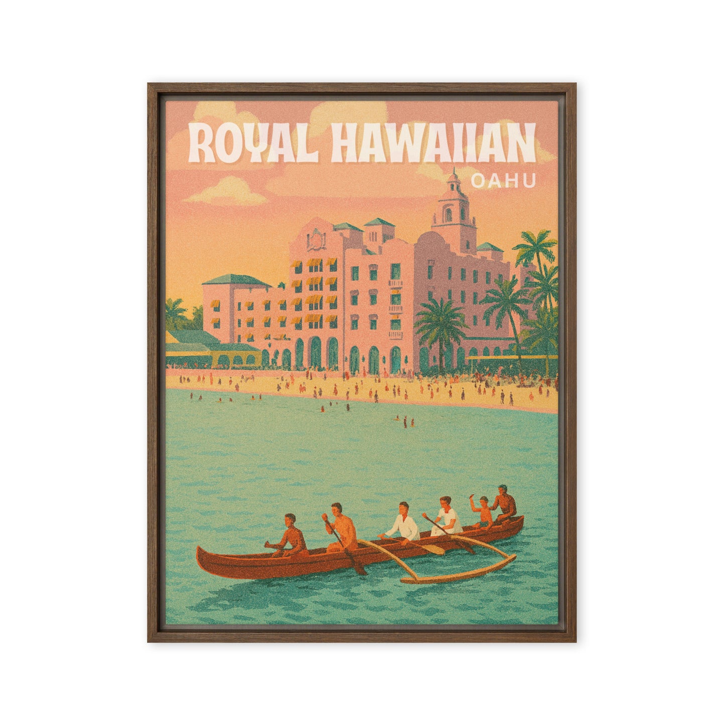 Royal Hawaiian Waikiki Retro Art Framed Canvas-Art-Bits of Aloha