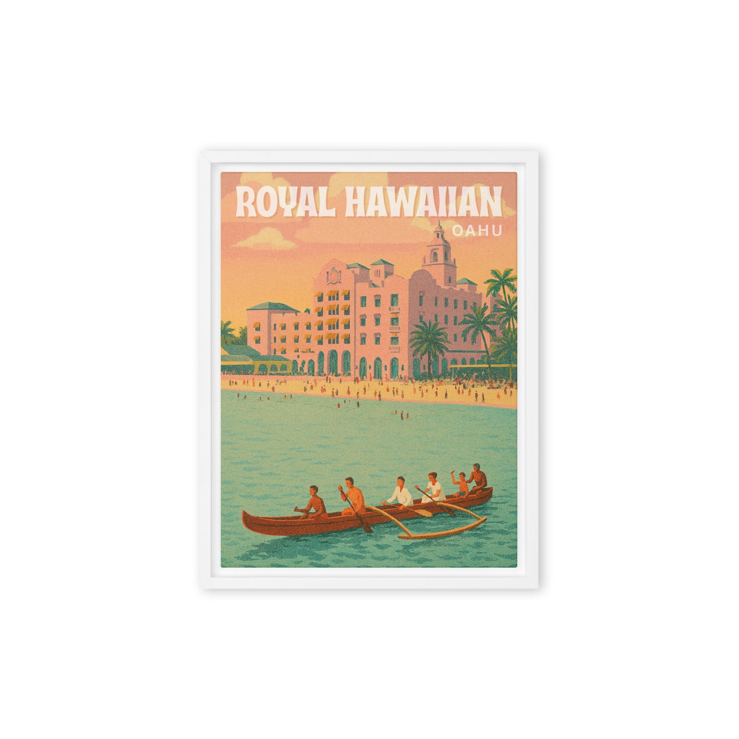 Royal Hawaiian Waikiki Retro Art Framed Canvas-Art-Bits of Aloha