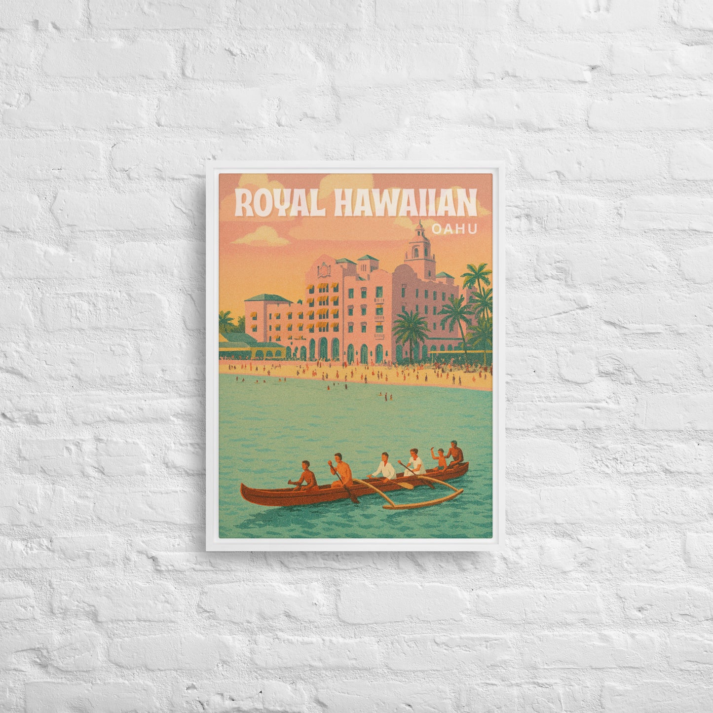 Royal Hawaiian Waikiki Retro Art Framed Canvas-Art-Bits of Aloha