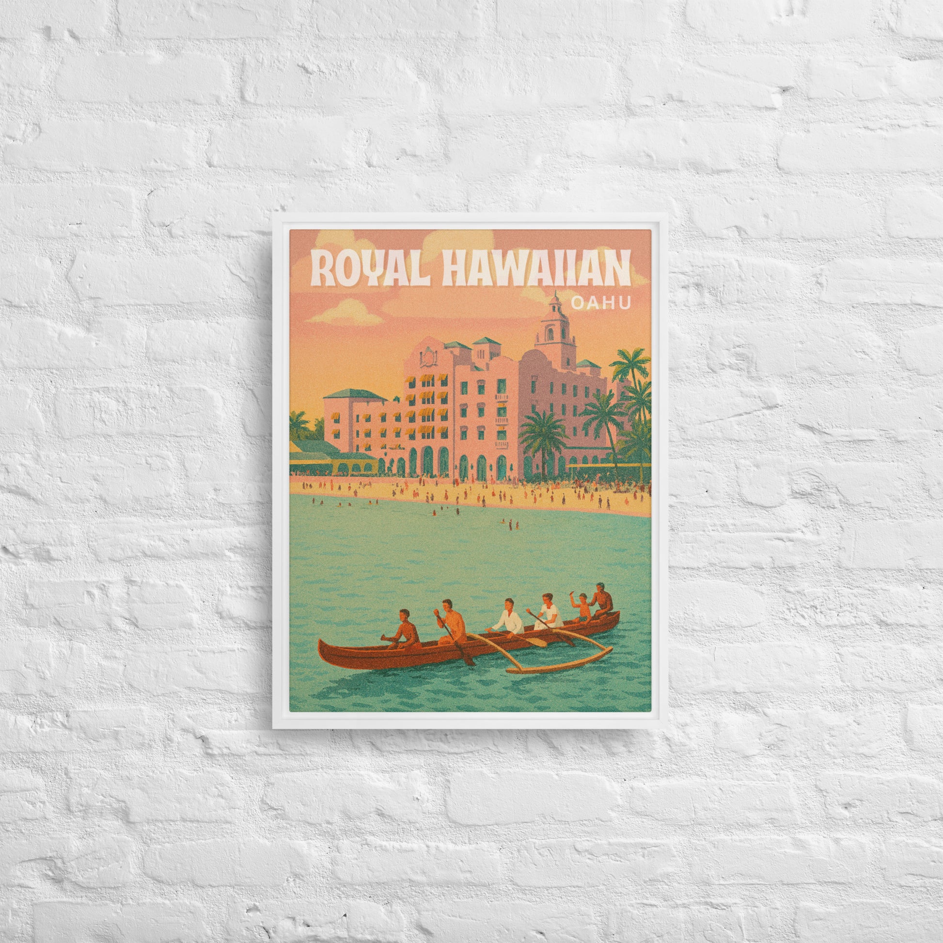 Royal Hawaiian Waikiki Retro Art Framed Canvas-Art-Bits of Aloha