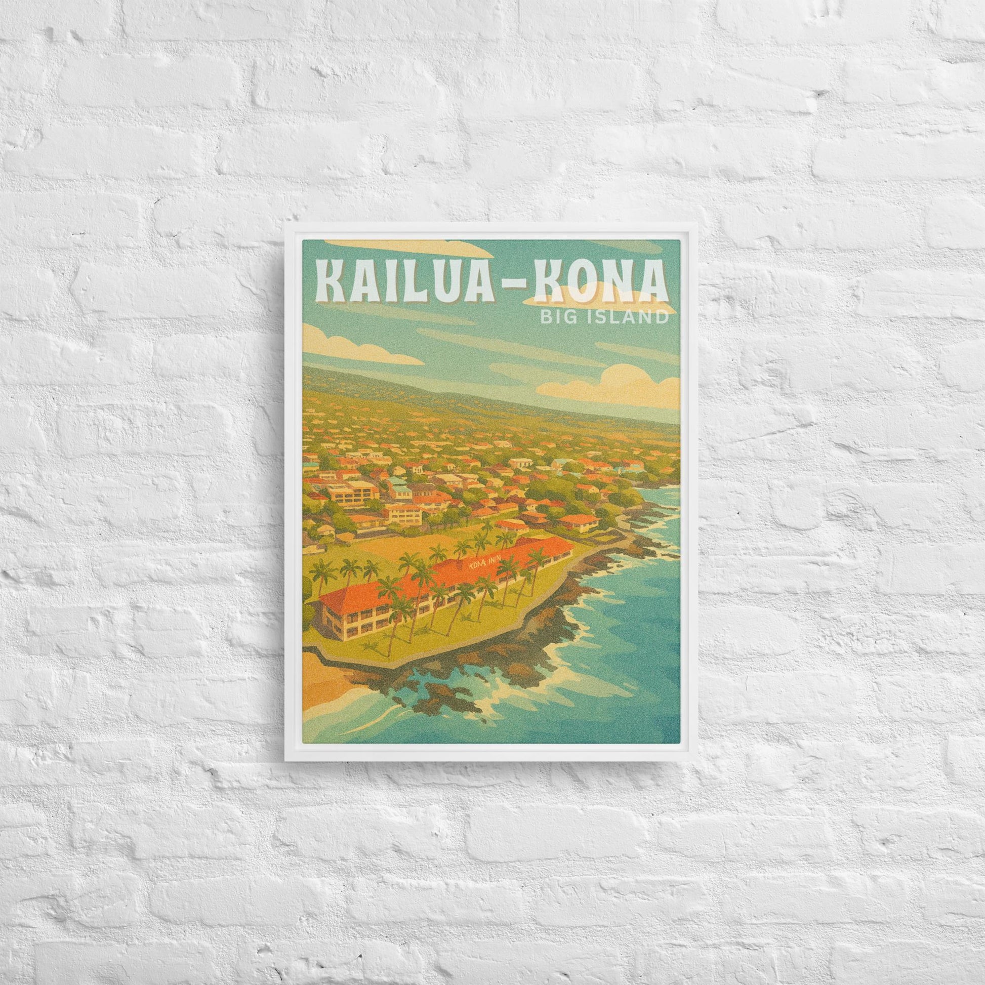 Kailua-Kona Town Retro Art Framed Canvas-Art-Bits of Aloha