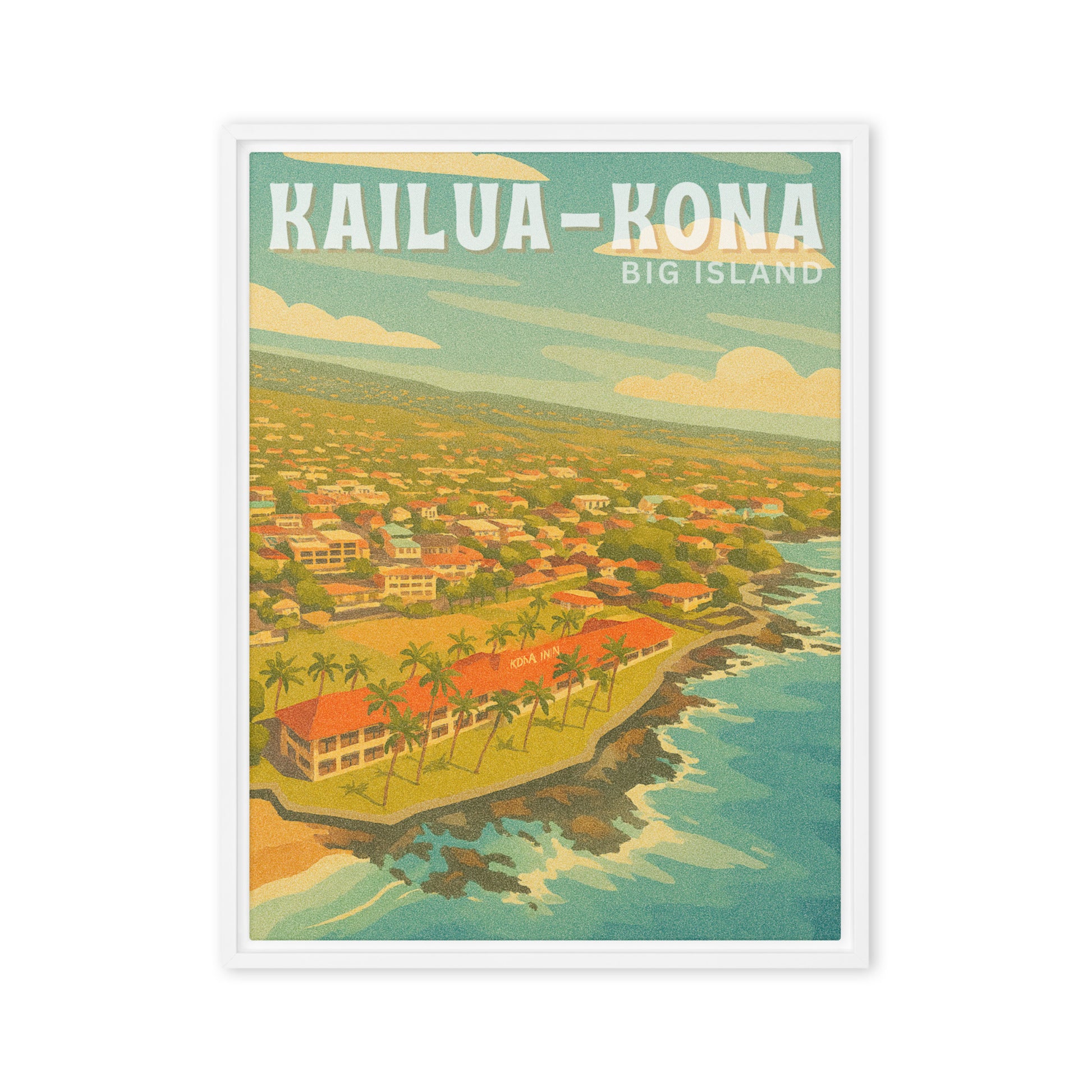 Kailua-Kona Town Retro Art Framed Canvas-Art-Bits of Aloha