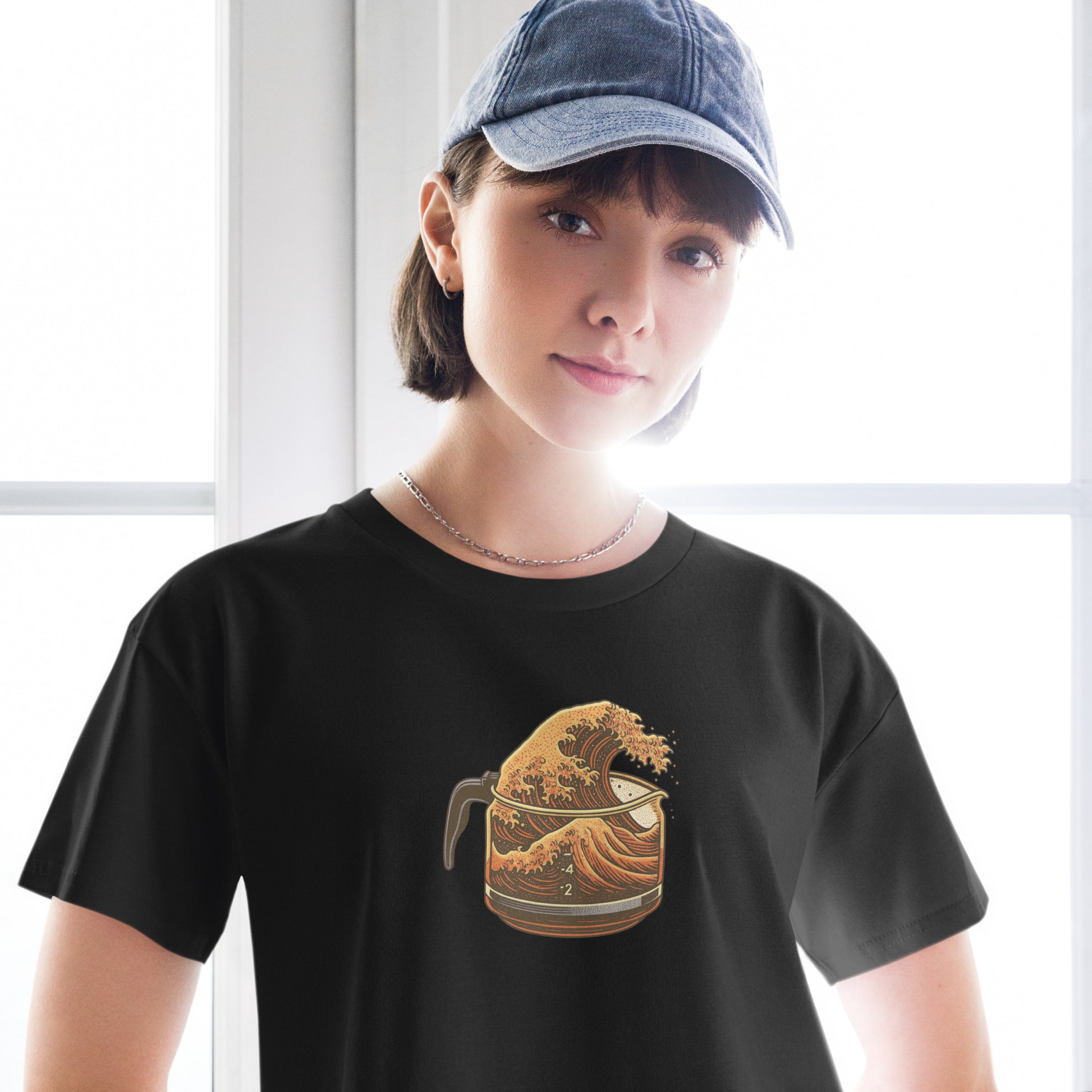 Great Wave Coffee Premium Crop Top – Japanese Graphic Tee for Coffee Lovers-T-Shirt-Bits of Aloha