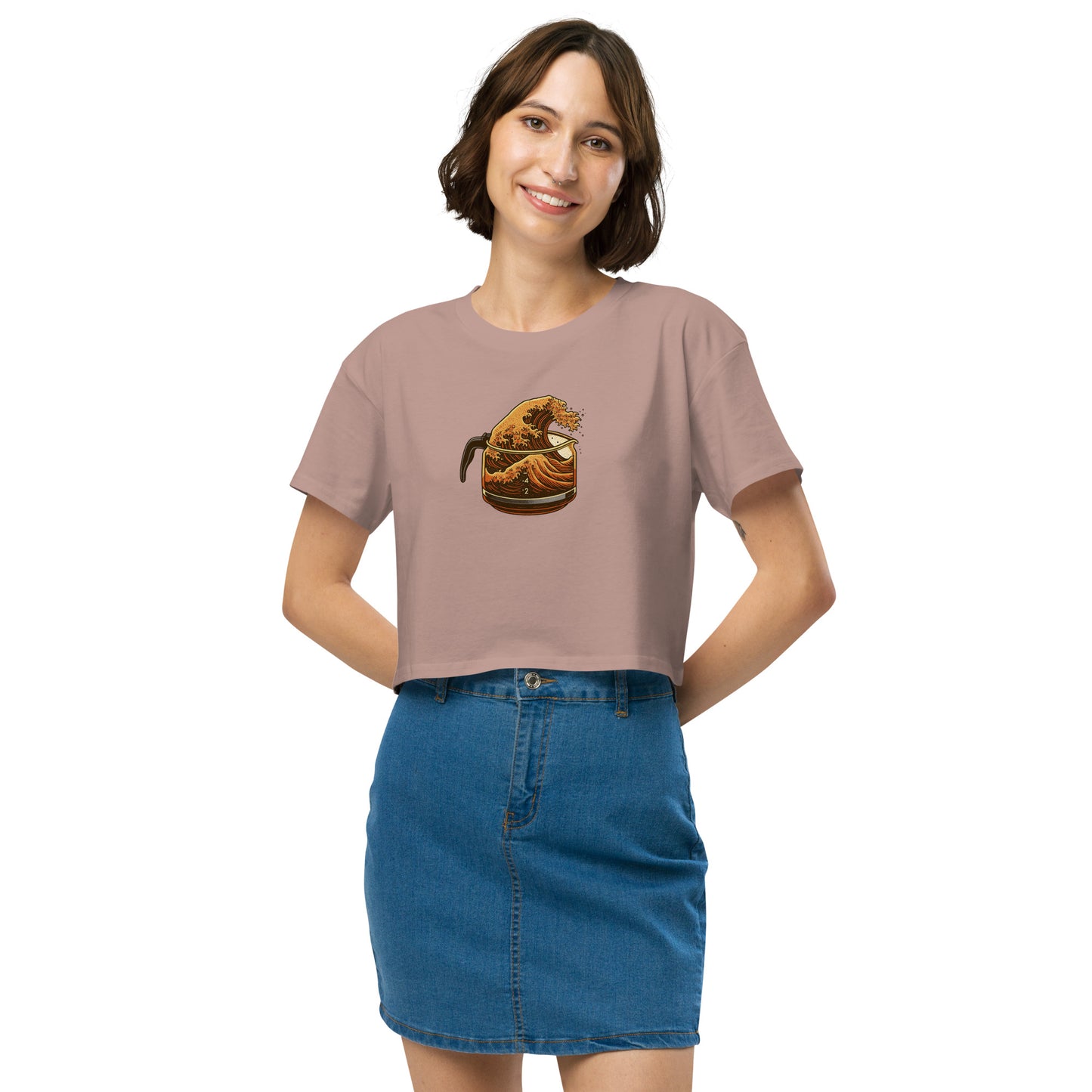 Great Wave Coffee Premium Crop Top – Japanese Graphic Tee for Coffee Lovers-T-Shirt-Bits of Aloha