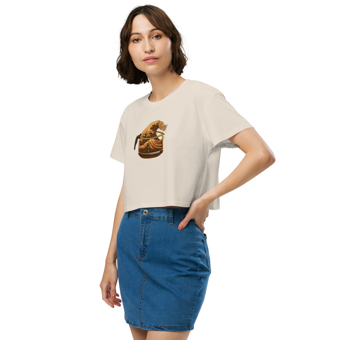 Great Wave Coffee Premium Crop Top – Japanese Graphic Tee for Coffee Lovers-T-Shirt-Bits of Aloha