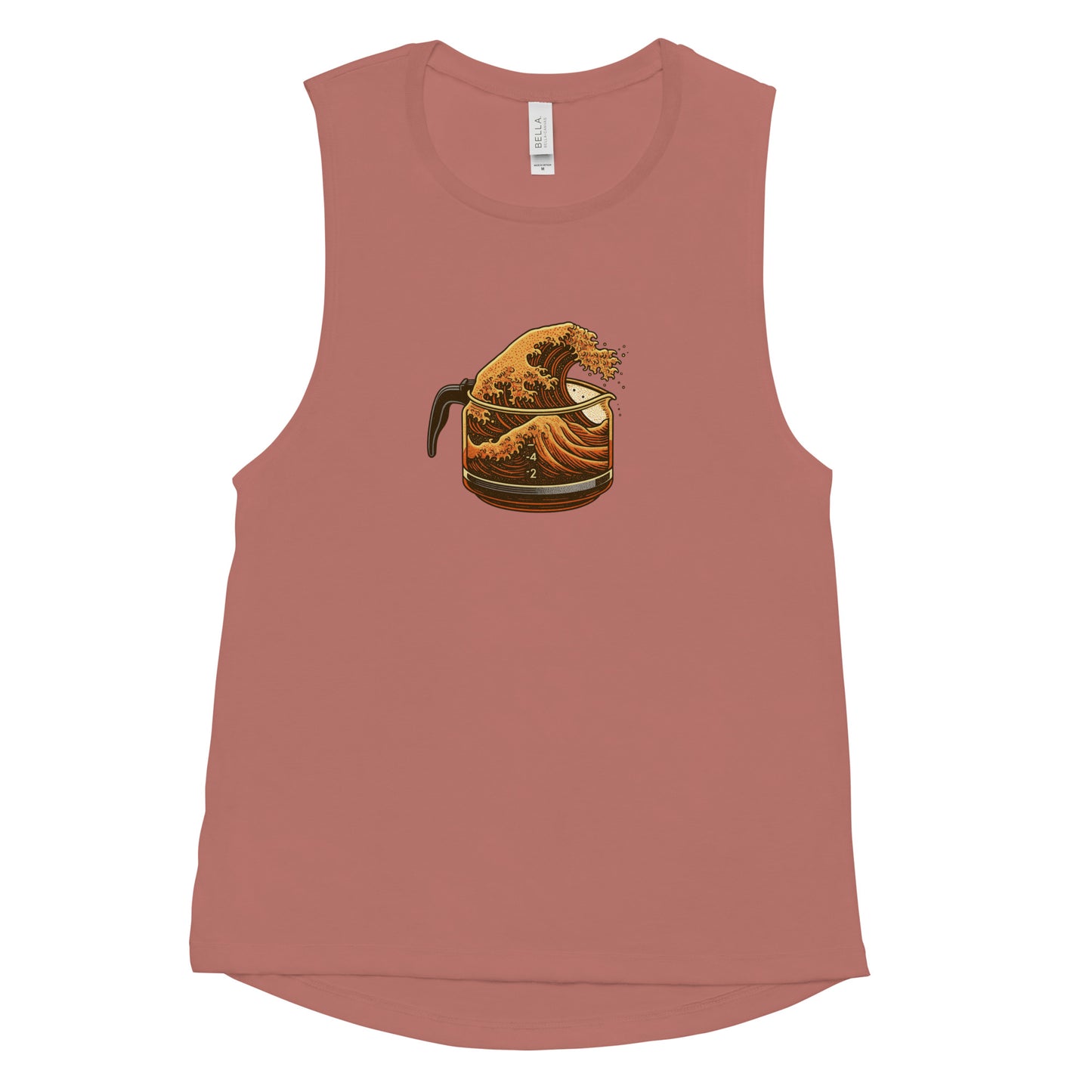 Great Wave Coffee Women's Muscle Tank – Japanese Graphic Top for Coffee Lovers-Tank Top-Bits of Aloha
