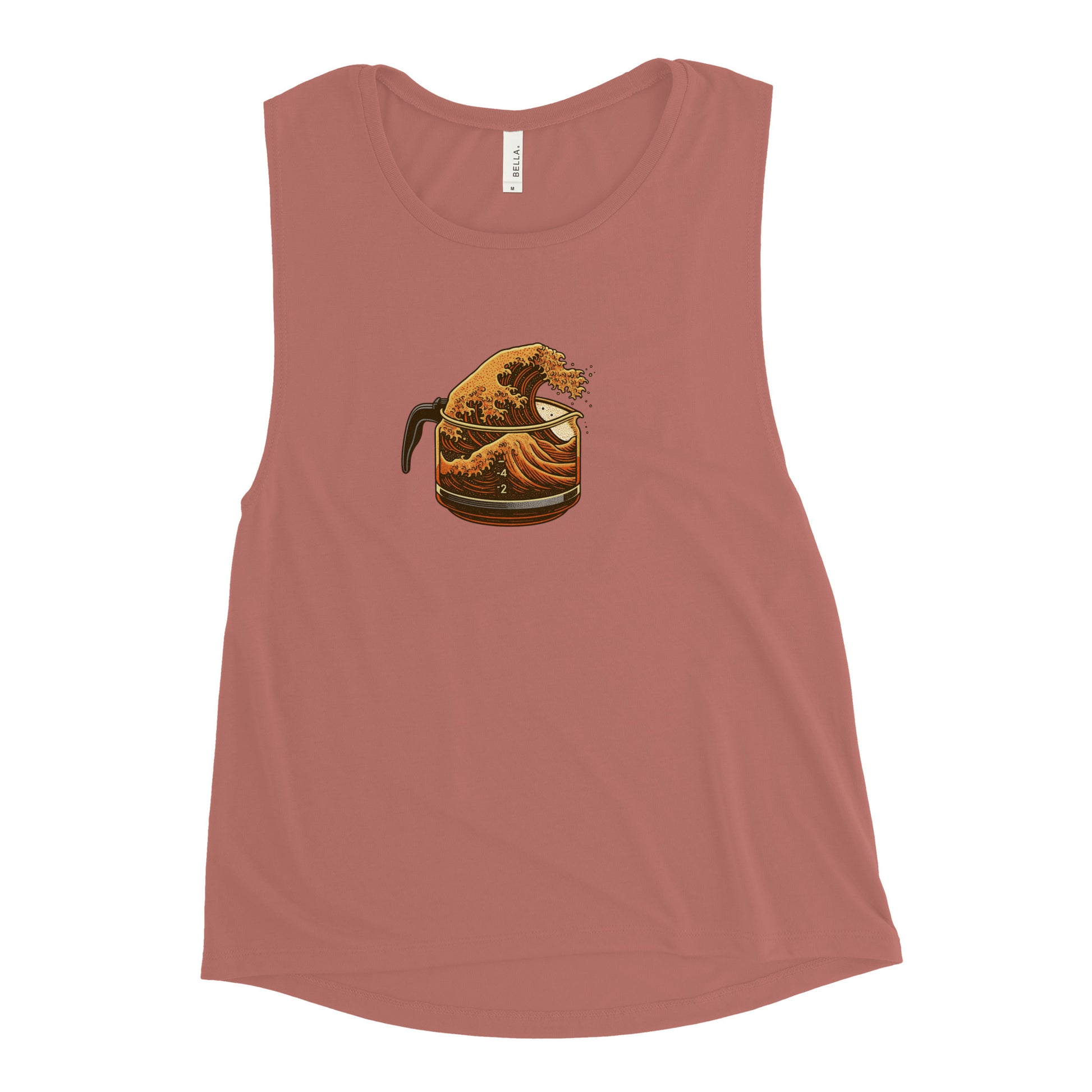 Great Wave Coffee Women's Muscle Tank – Japanese Graphic Top for Coffee Lovers-Tank Top-Bits of Aloha
