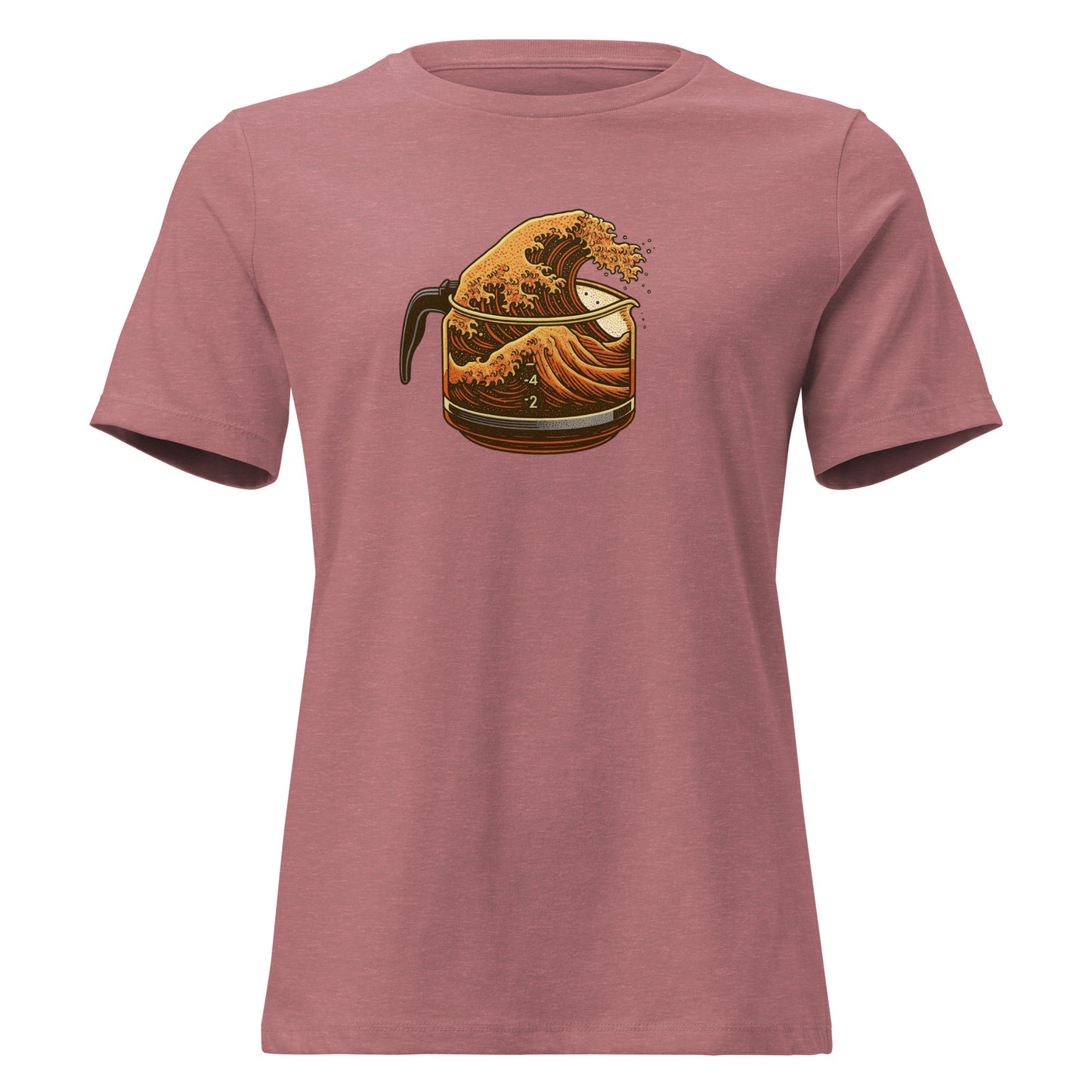 Great Wave Coffee Women's Relaxed T-Shirt – Japanese Graphic Tee for Coffee Lovers-T-Shirt-Bits of Aloha