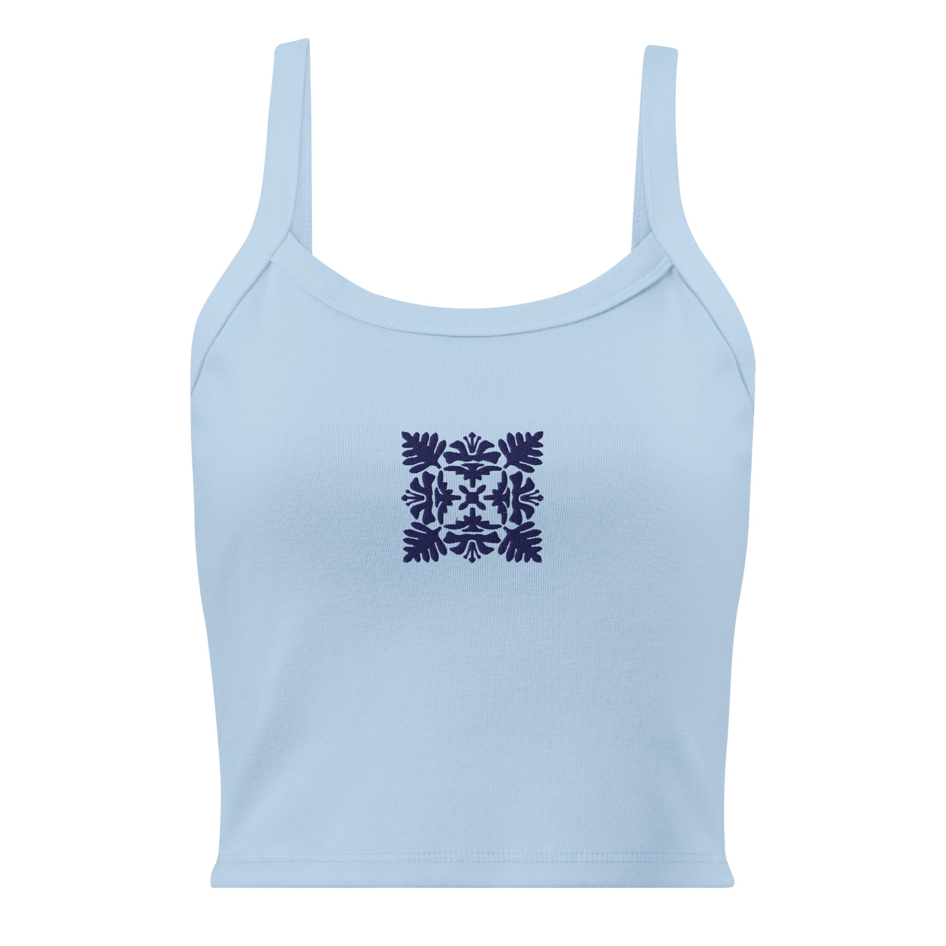 Hawaiian Blue Quilt Embroidered Rib Tank Top-Tank Top-Bits of Aloha