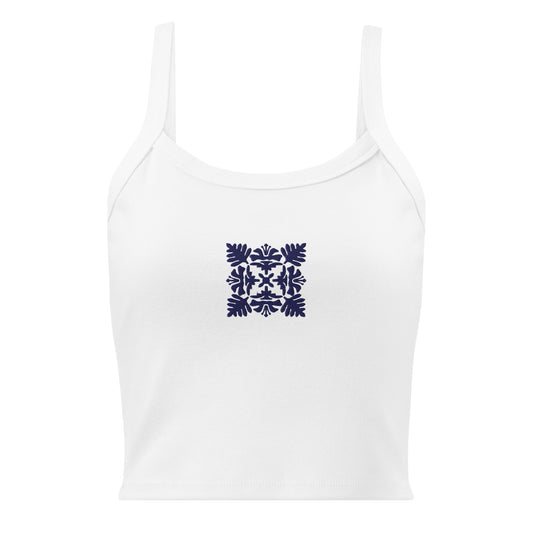 Hawaiian Blue Quilt Embroidered Rib Tank Top-Tank Top-Bits of Aloha