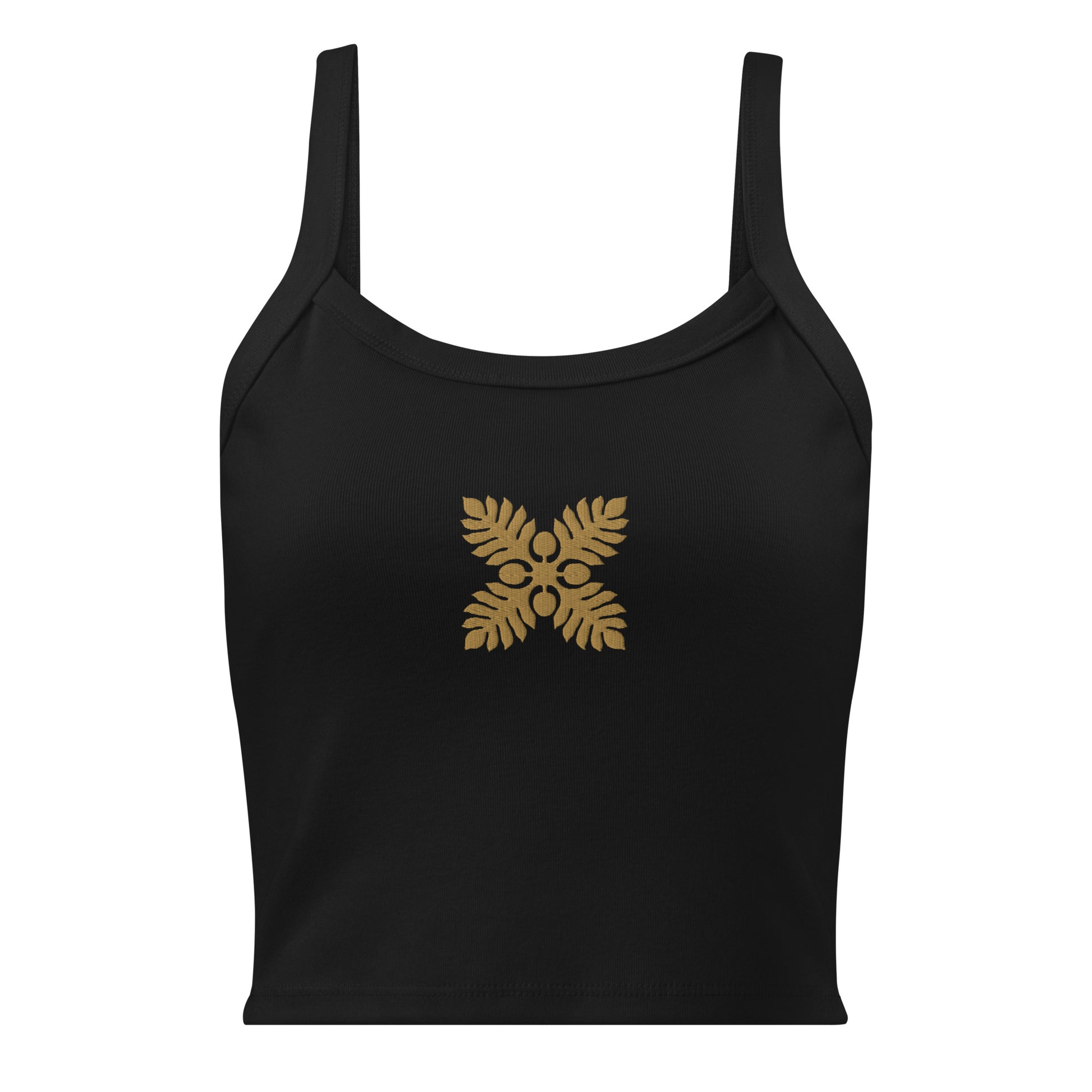 Hawaiian Breadfruit Quilt Embroidered Rib Tank Top-Tank Top-Bits of Aloha