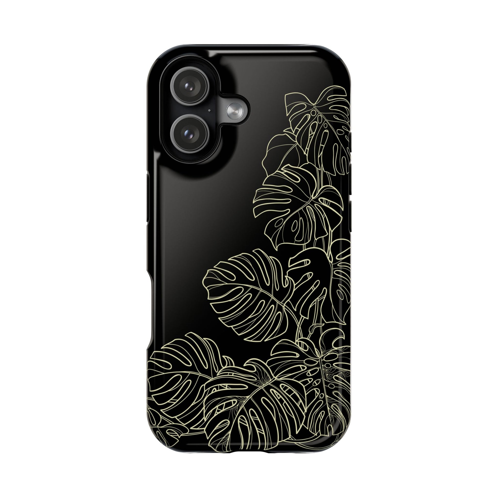 iPhone 17 MagSafe® Black Gold Monstera Case with Embedded Magnets for Accessories