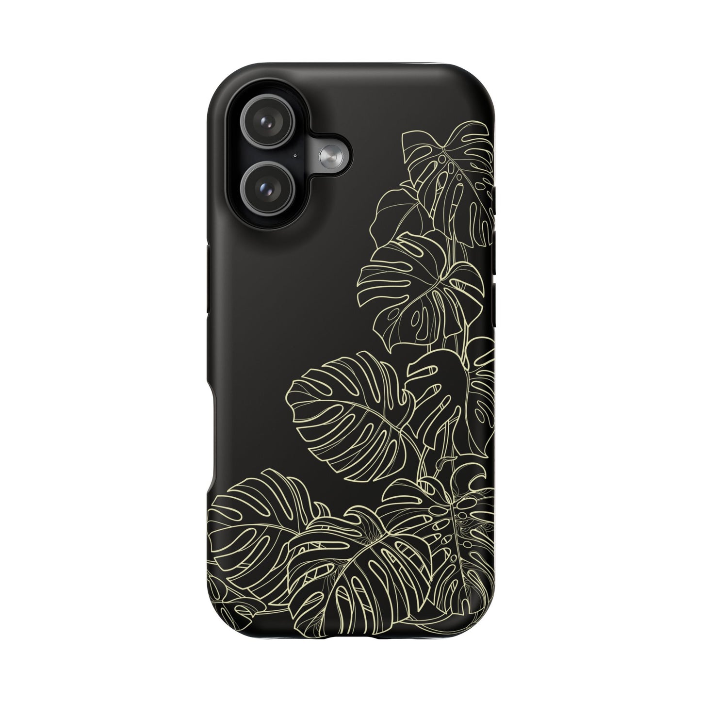 iPhone 17 MagSafe® Black Gold Monstera Case with Embedded Magnets for Accessories