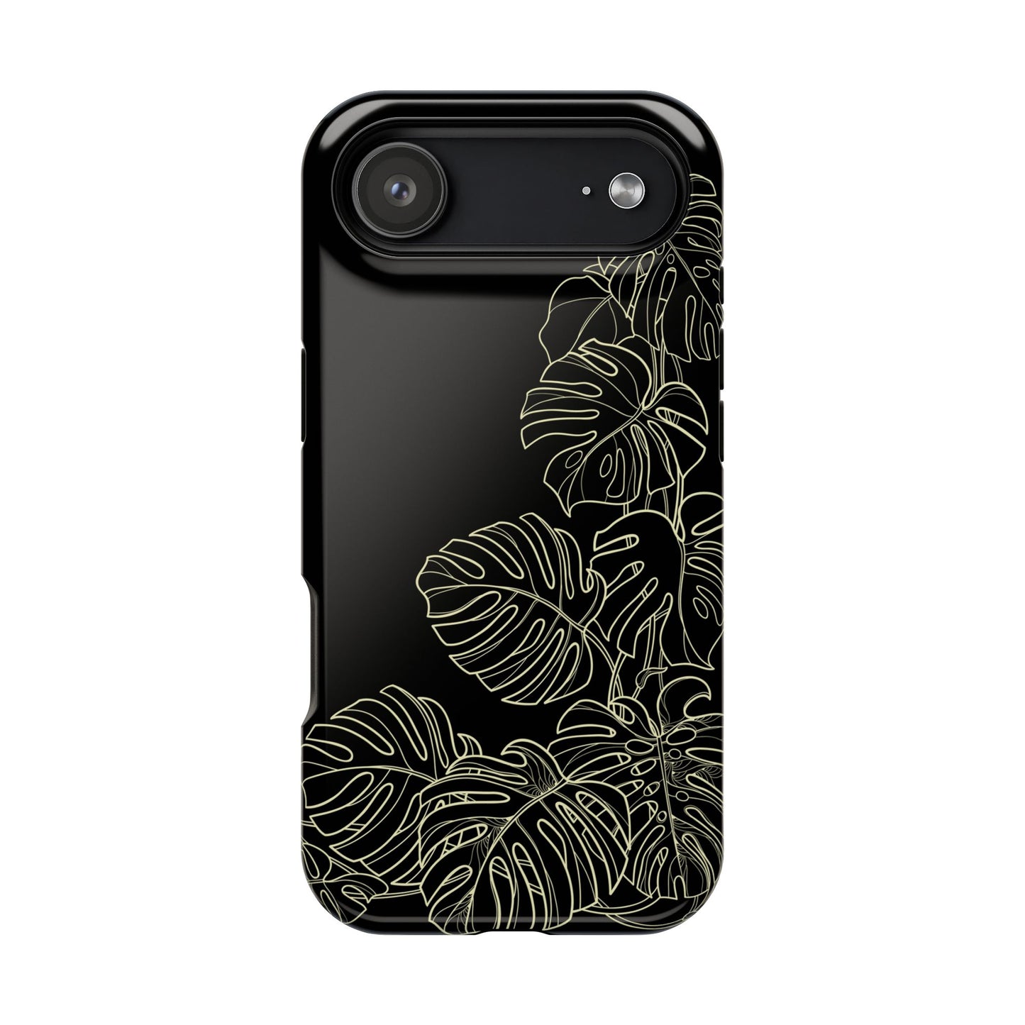iPhone 17 MagSafe® Black Gold Monstera Case with Embedded Magnets for Accessories