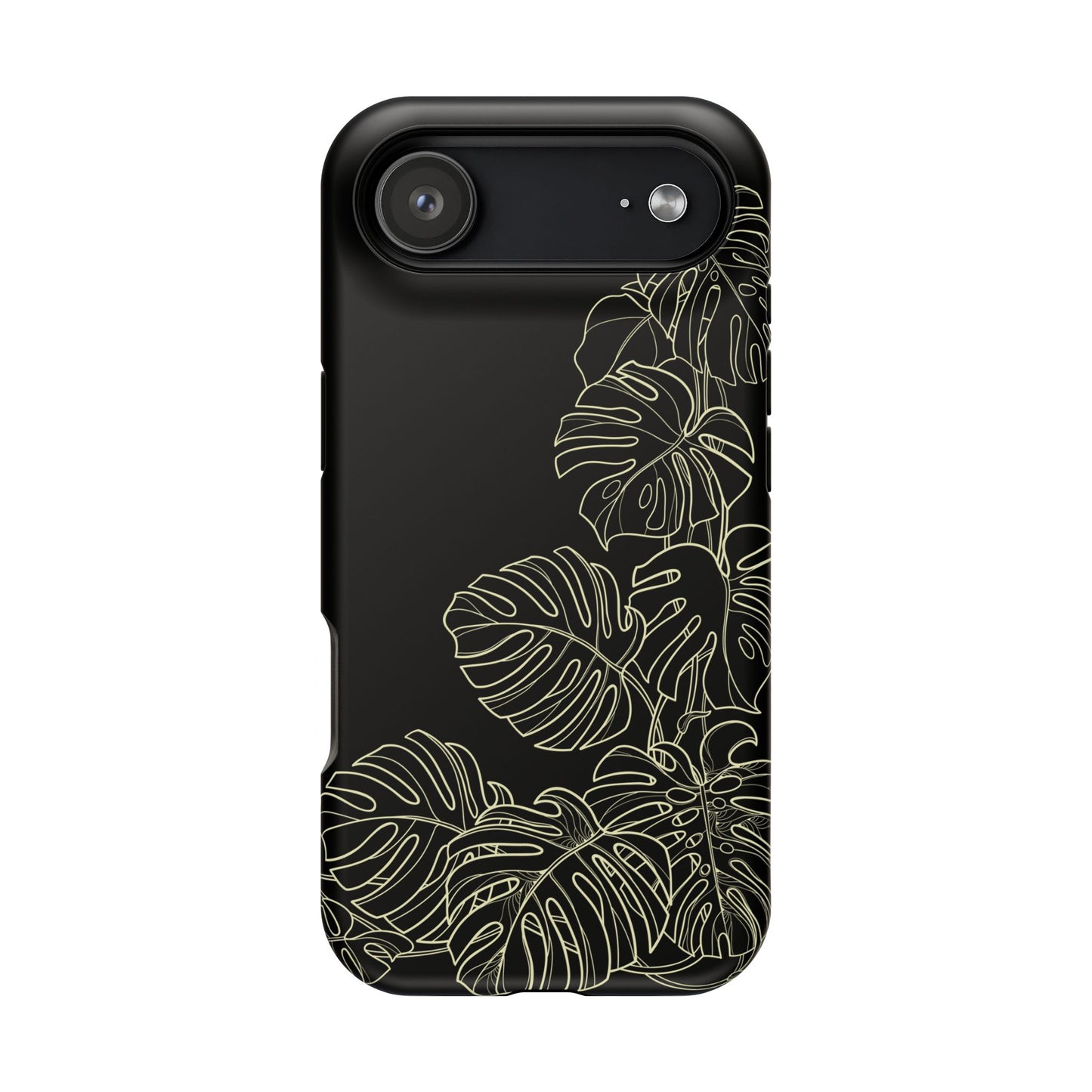 iPhone 17 MagSafe® Black Gold Monstera Case with Embedded Magnets for Accessories