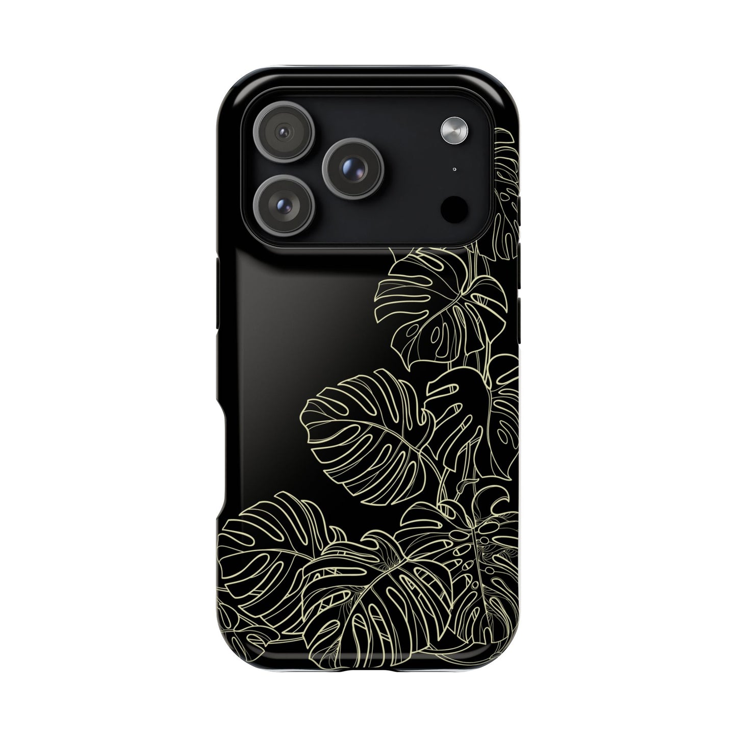 iPhone 17 MagSafe® Black Gold Monstera Case with Embedded Magnets for Accessories