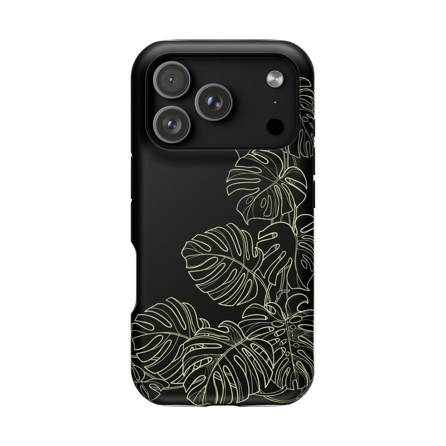 iPhone 17 MagSafe® Black Gold Monstera Case with Embedded Magnets for Accessories