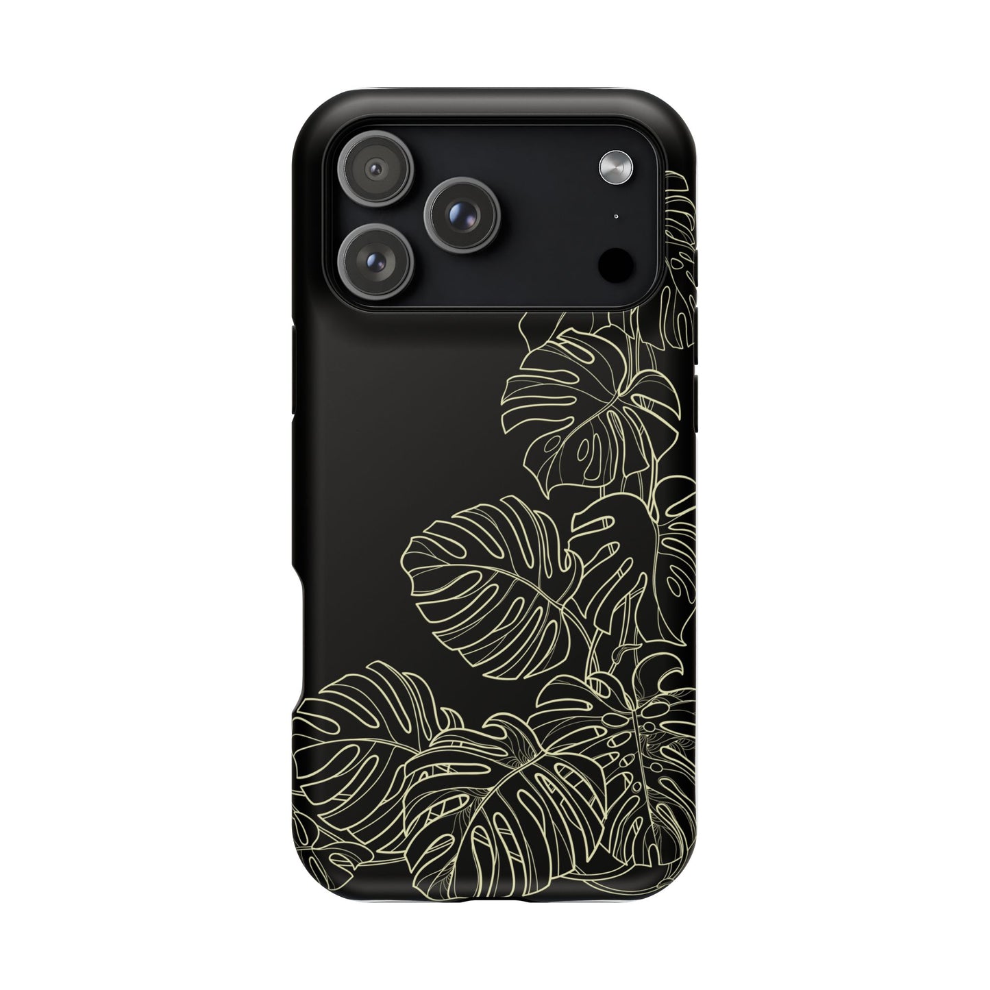 iPhone 17 MagSafe® Black Gold Monstera Case with Embedded Magnets for Accessories