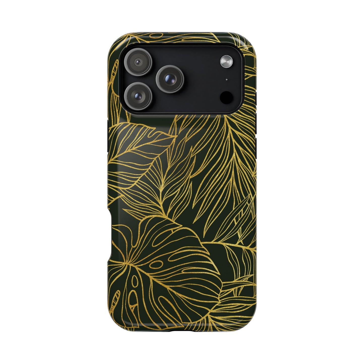 iPhone 17 MagSafe® Gold Monstera Case with Embedded Magnets for Accessories