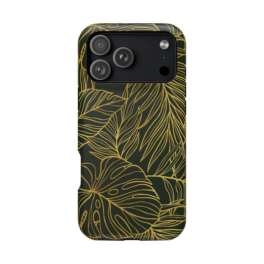 iPhone 17 MagSafe® Gold Monstera Case with Embedded Magnets for Accessories