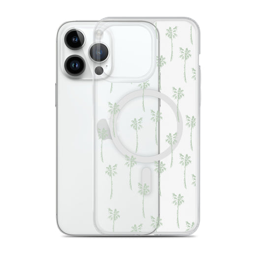 Tropical Palm Trees MagSafe® clear case for iPhone 14-16 models-Phone Case-Bits of Aloha