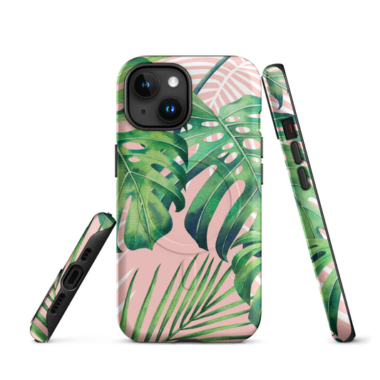 Pink Monstera MagSafe® Tough Case for iPhone 14-16-Bits of Aloha