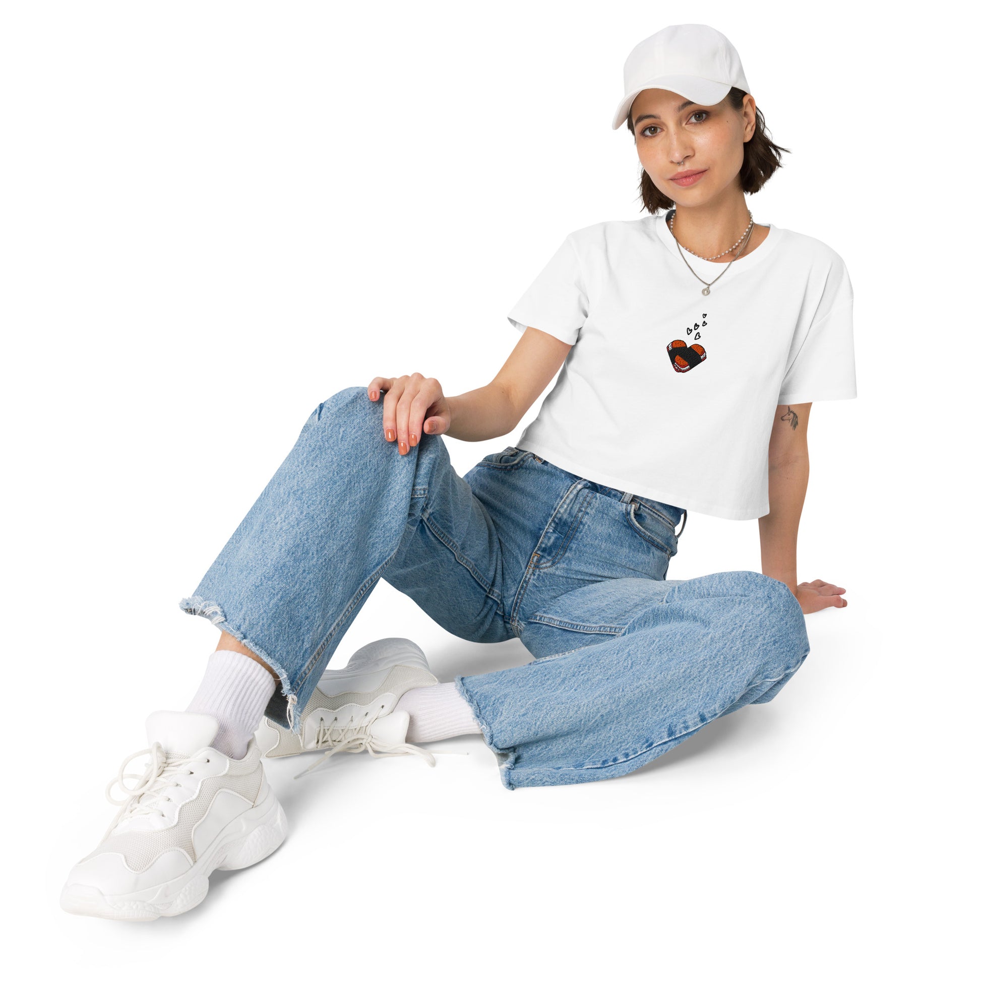 Musubi Lover Embroidered Crop Top – Hawaiian Tee for Spam Lovers-T-Shirt-Bits of Aloha