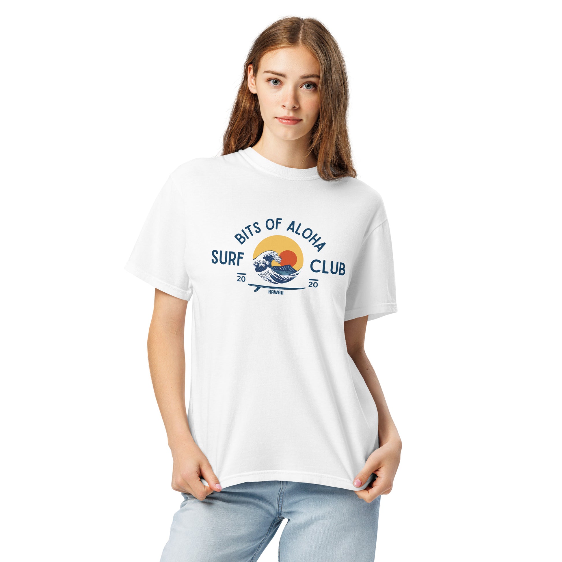 Bits of Aloha Rising Sun Surf Club Tee – Retro Wave Graphic T-Shirt-T-Shirt-Bits of Aloha
