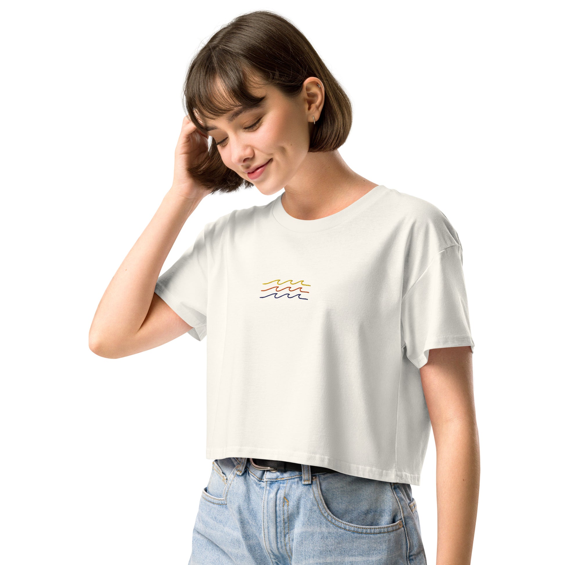 Vintage Wave Vibes Premium Crop Top-T-Shirt-Bits of Aloha