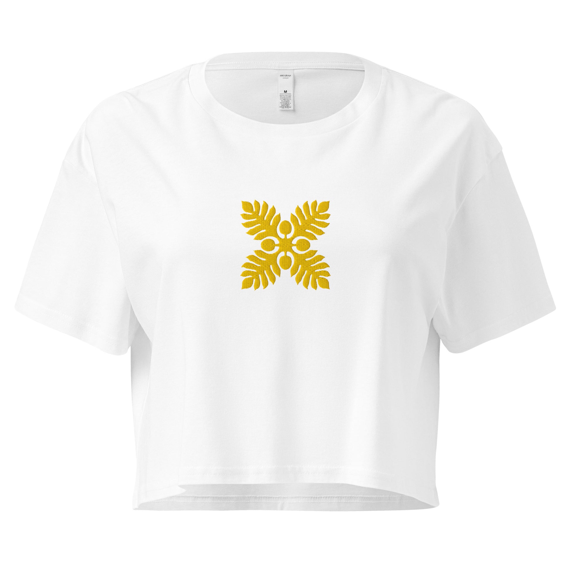 Hawaiian Breadfruit Quilt Embroidered Women’s Crop Top-T-Shirt-Bits of Aloha