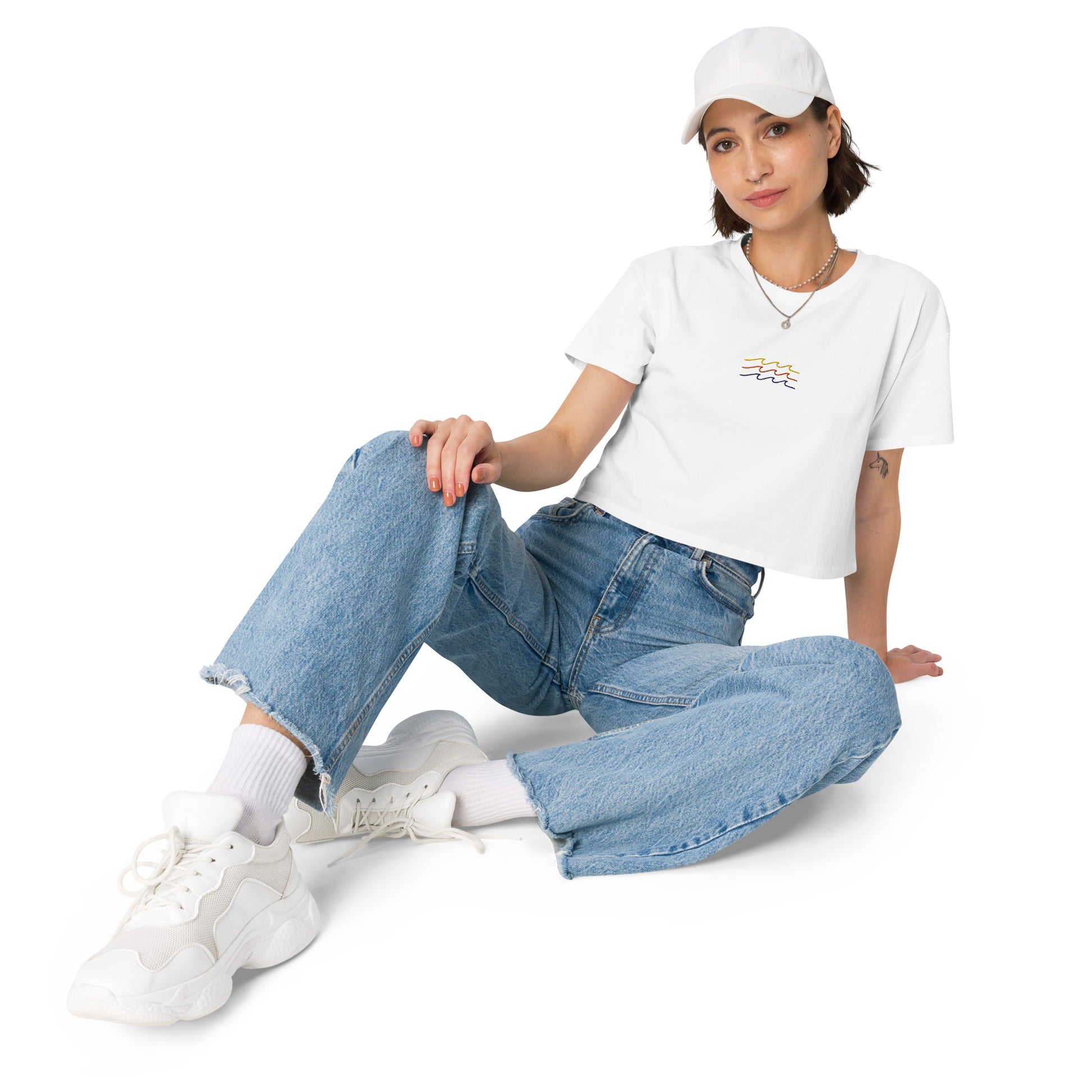 Vintage Wave Vibes Premium Crop Top-T-Shirt-Bits of Aloha