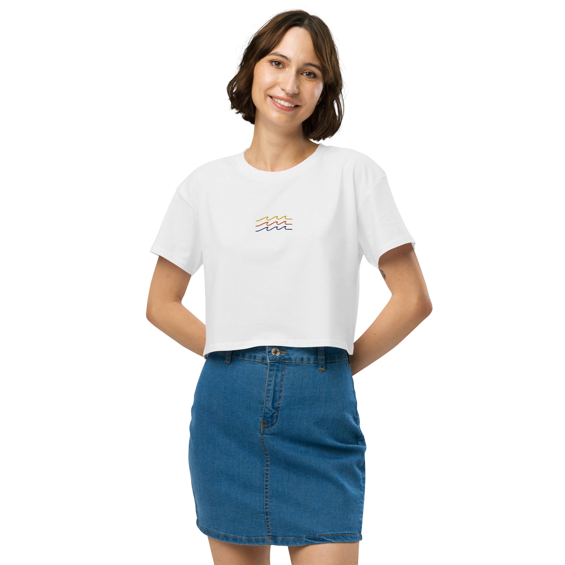 Vintage Wave Vibes Premium Crop Top-T-Shirt-Bits of Aloha